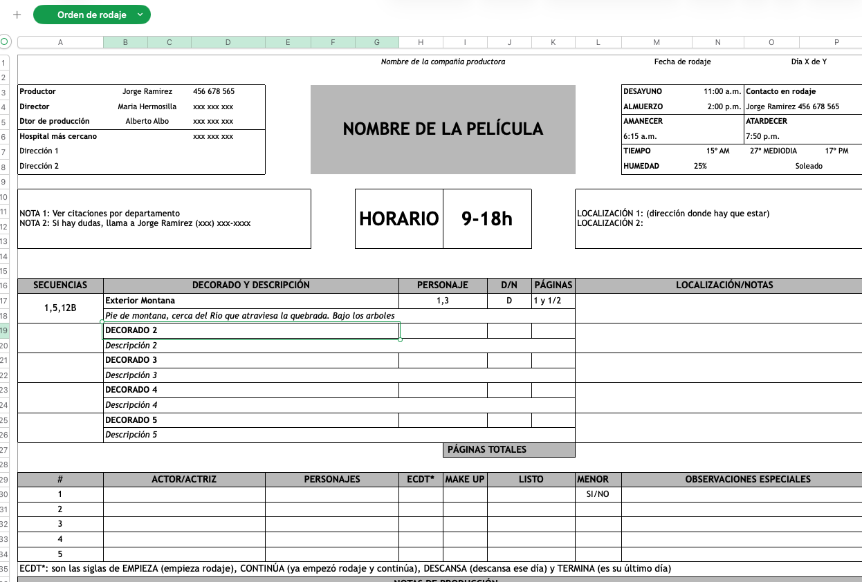 ¿Qué es una Orden de Rodaje? Elementos y responsabilidades claves